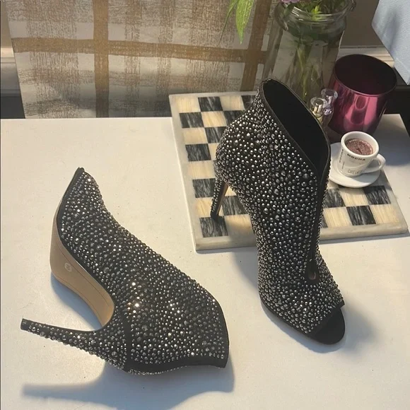 INC International Concepts Black Rhinestone Heels - Picture 11 of 16